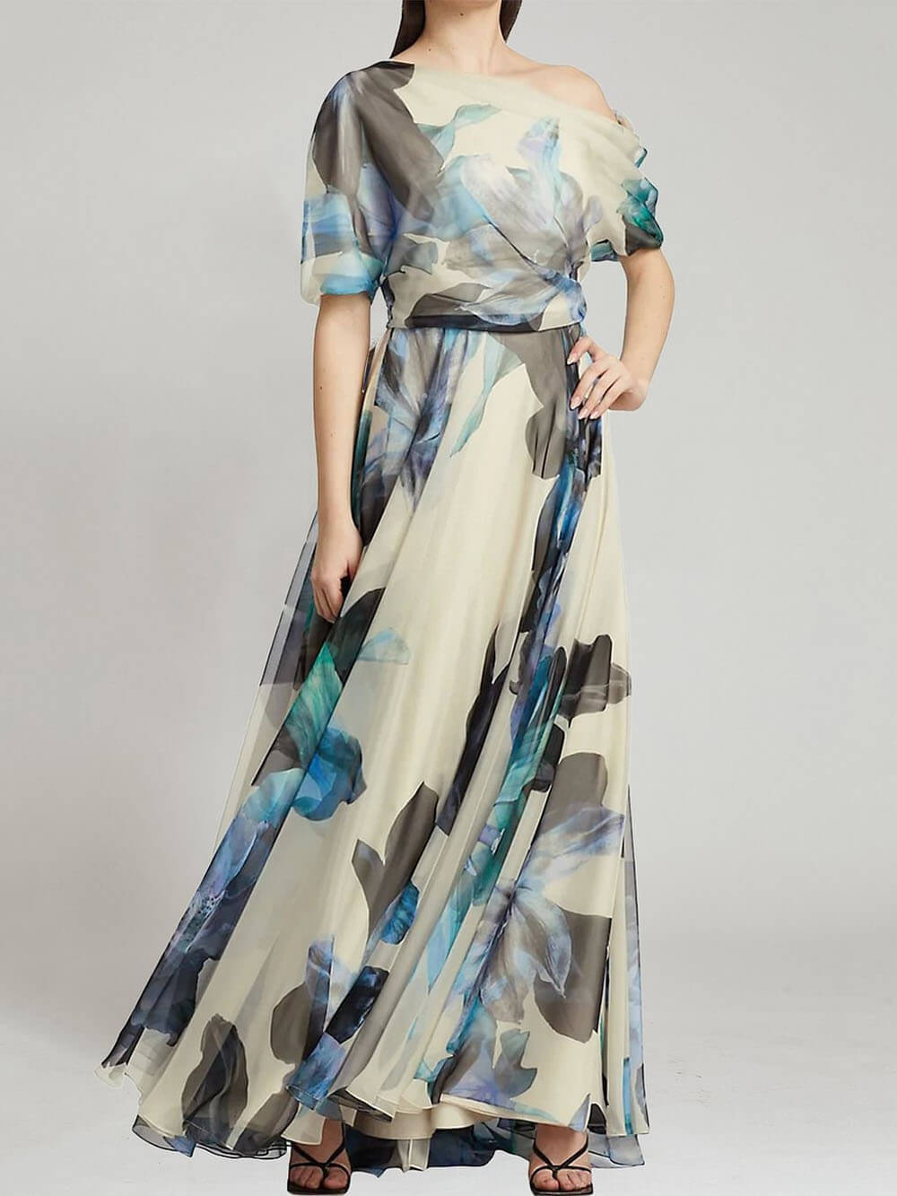 Lace-up Lolita Flared Print Dress