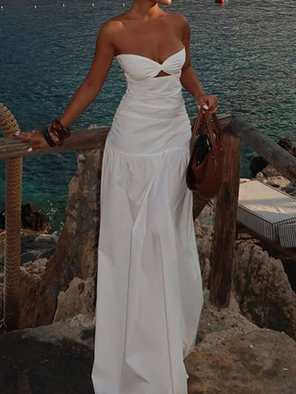 Strapless Hollow Dress