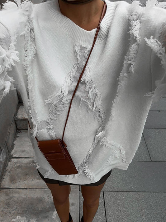 Loose Fit Tassel Hollow Sweater