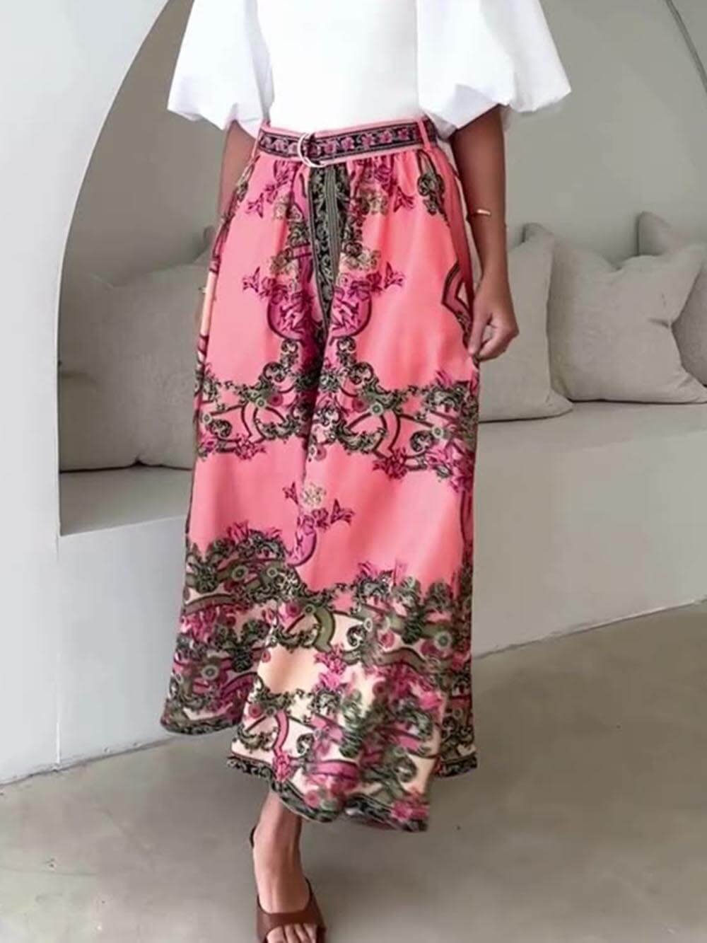 Boho Print Long Skirt