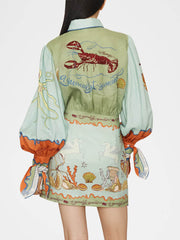 Fashionable Casual Unique Pattern Printed Linen Dress