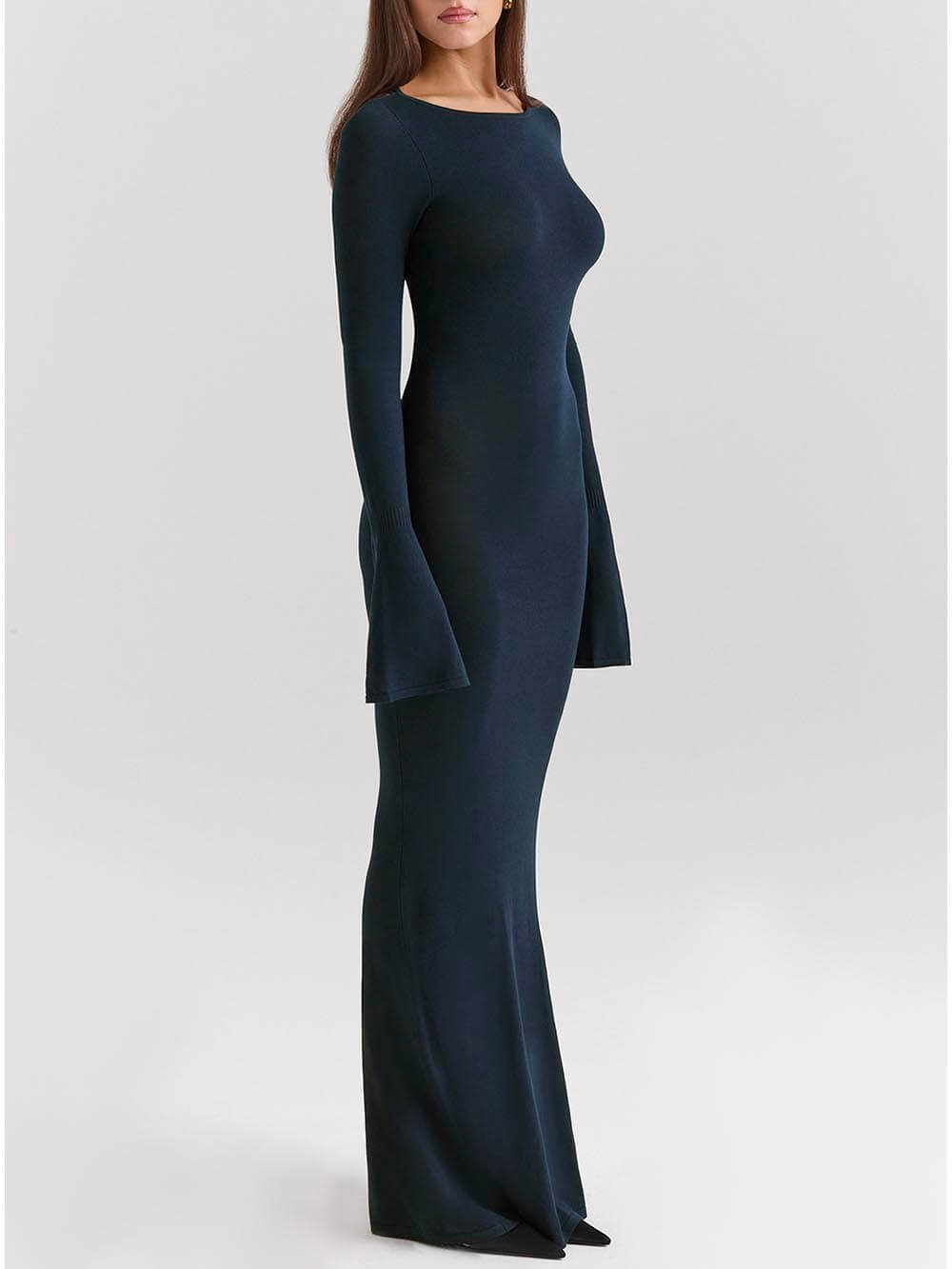 Elegant Midnight Blue Backless Fitted Dress