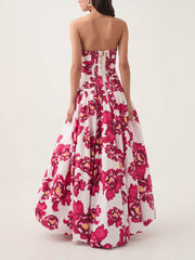 Chic Casual Elegant Waist-Tied Strapless High-Waist Ruched Dress