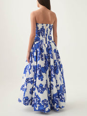 Chic Casual Elegant Waist-Tied Strapless High-Waist Ruched Dress