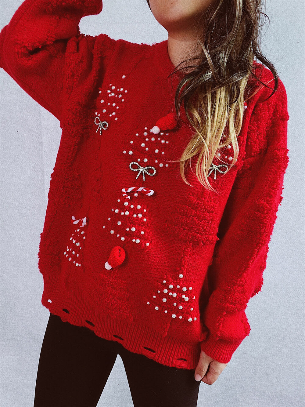 Flocked Christmas Tree Sweater