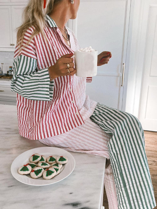 Colorblock Stripe Pajama Set