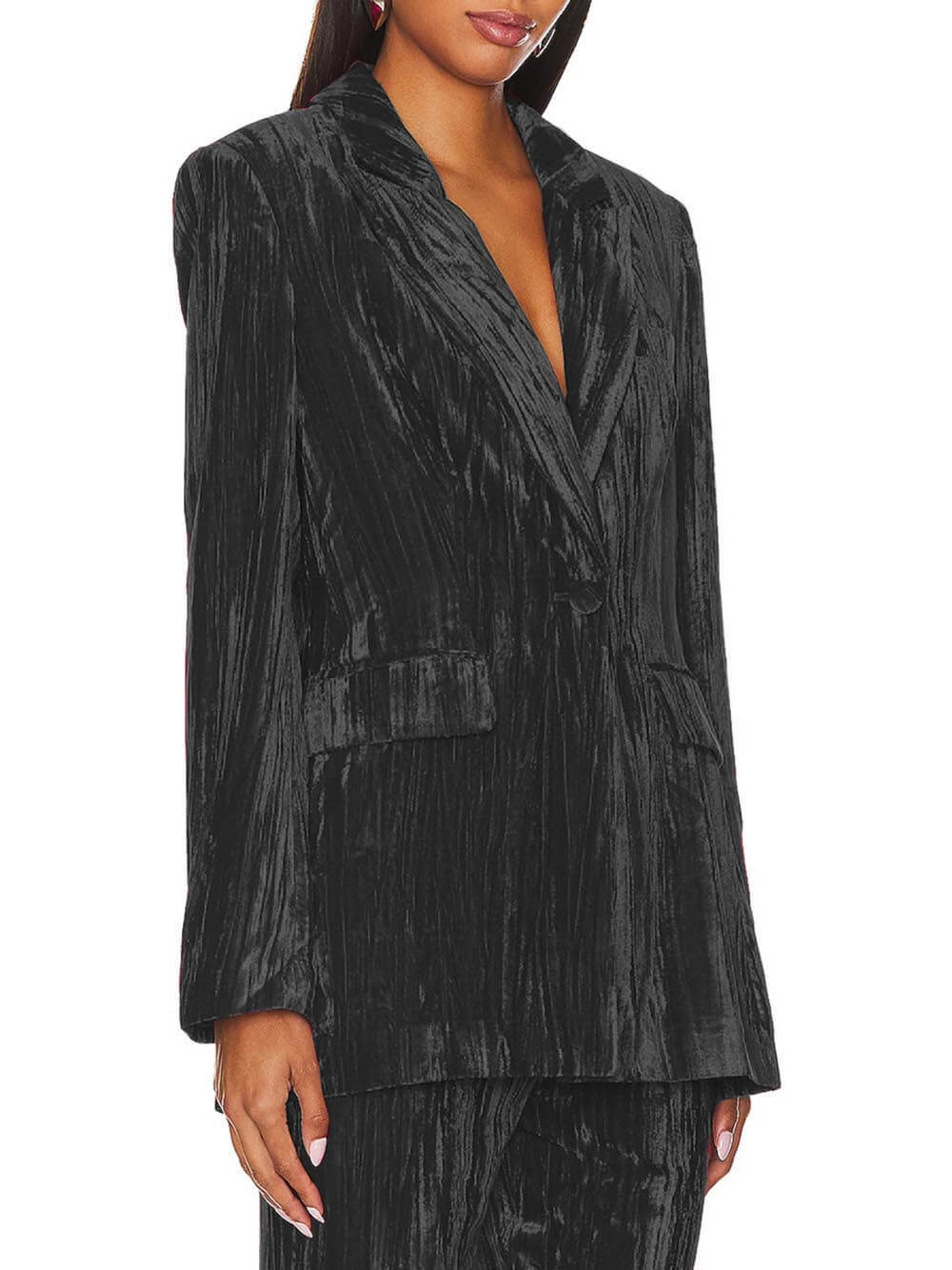 Velvet Slim Fit Single Button Blazer