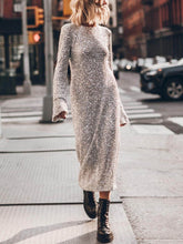 Sequin Sparkly Nights Long Sleeve Open Back Loose Dress