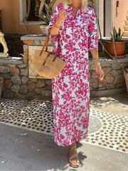 V-Neck Bohemian Print Maxi Dress
