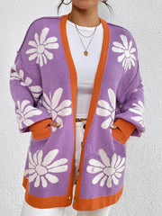 V-Neck Printed Knit Cardigan