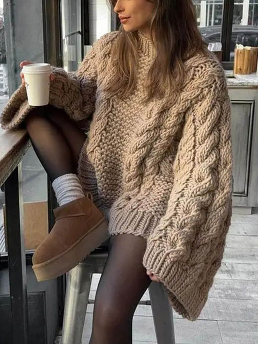 Cable Knit Trumpet Sleeve Sweater