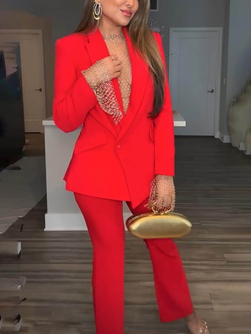 Single Button Blazer and Pants Set