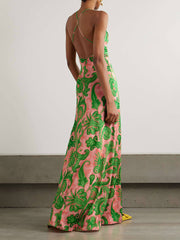 Fashion Green Floral Maxi Dress
