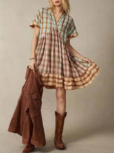 Multicolored Plaid Patchwork Mini Dress