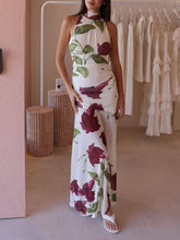 Floral Sleeveless Halter Dress