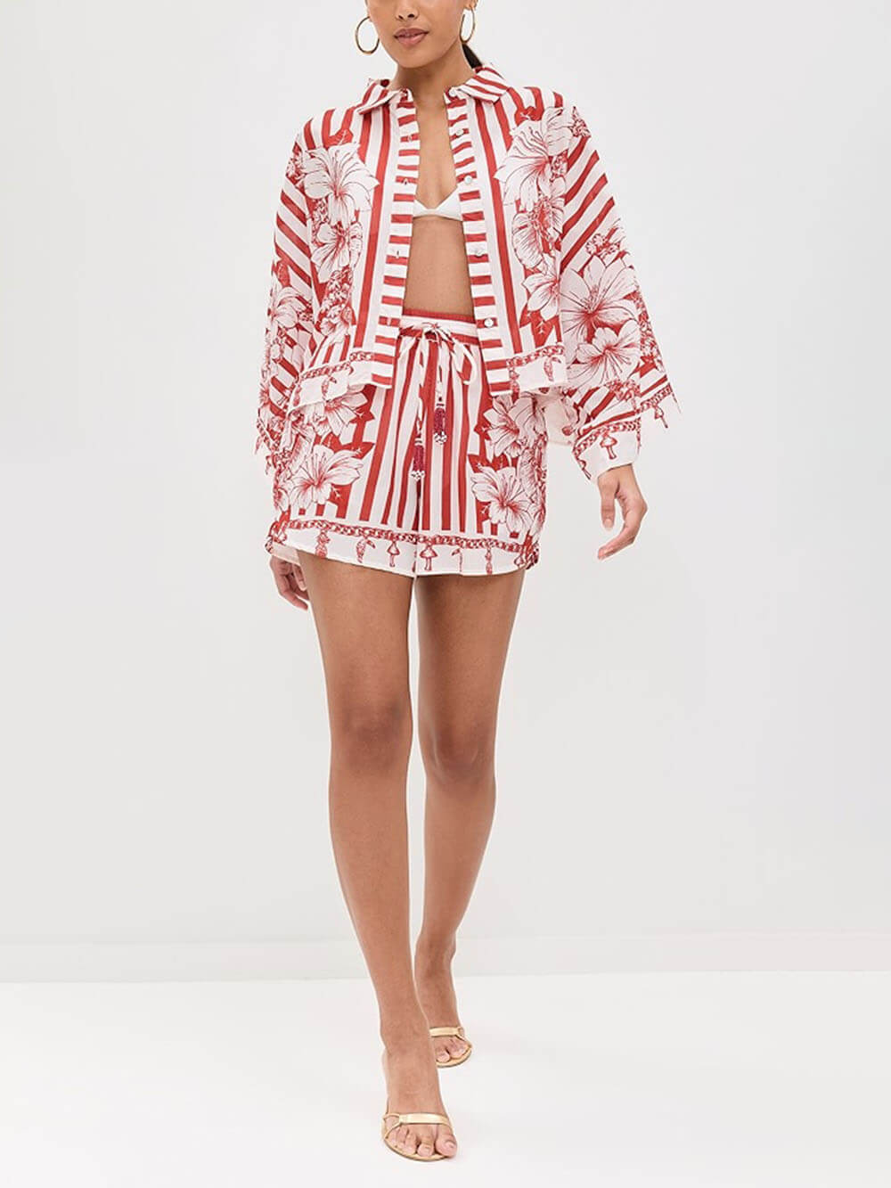 Floral Kimono Top & Shorts Set