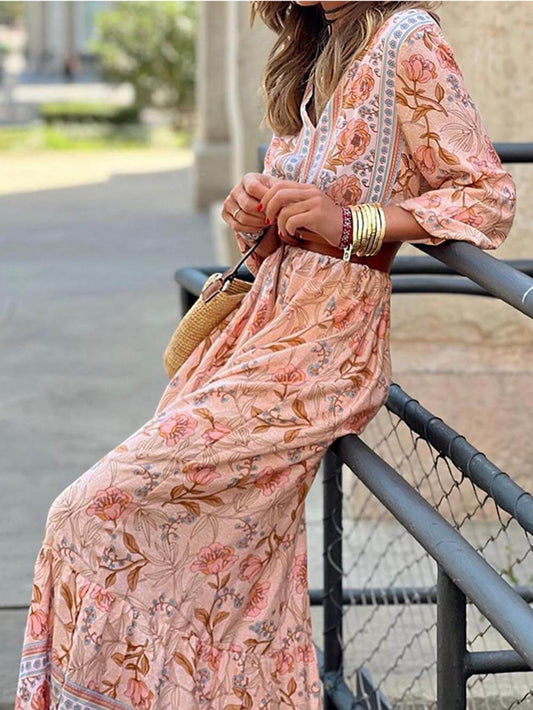 Fashion Bohemian Midi Floral Dress
