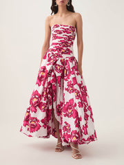 Chic Casual Elegant Waist-Tied Strapless High-Waist Ruched Dress