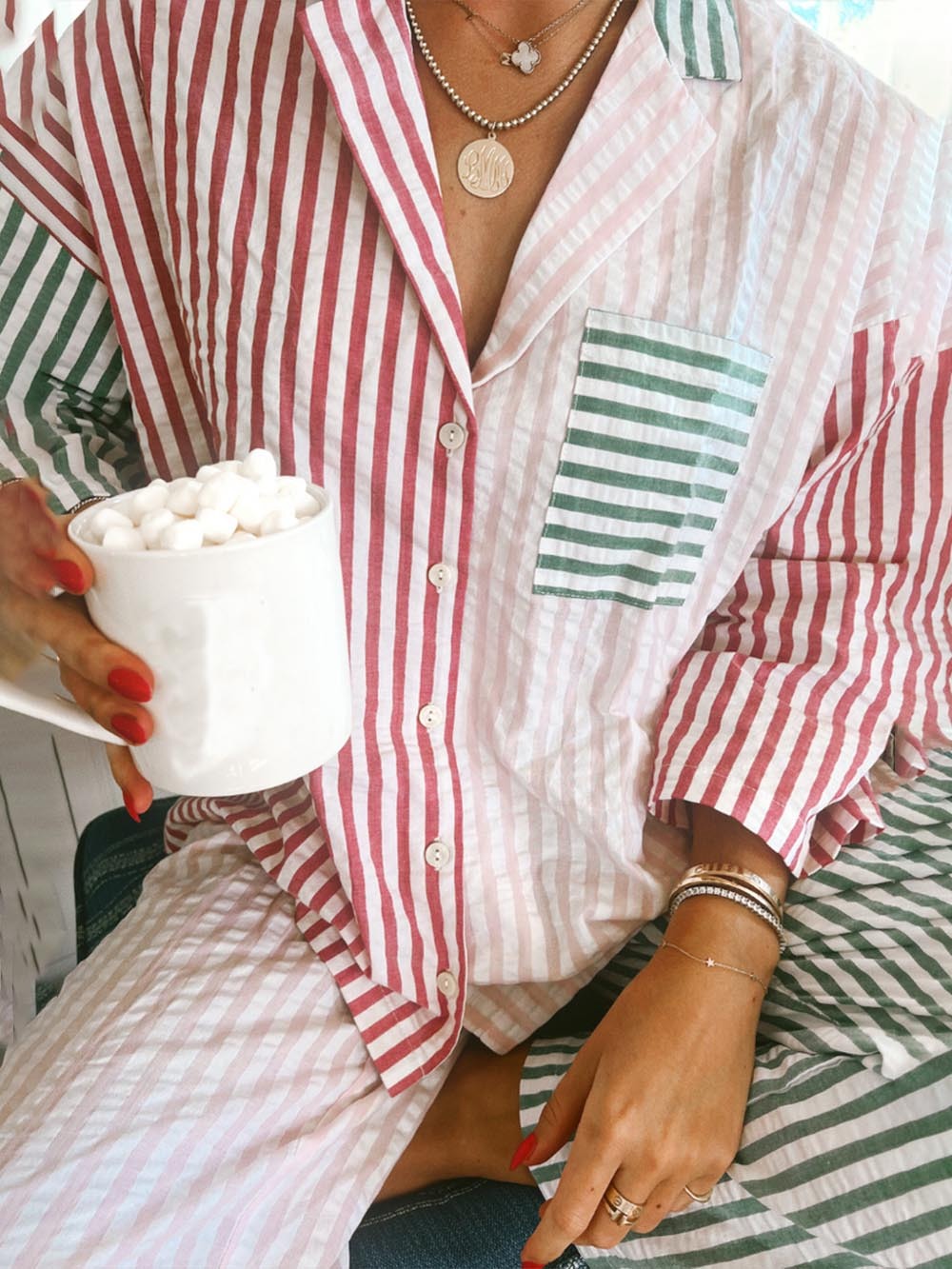 Colorblock Stripe Pajama Set