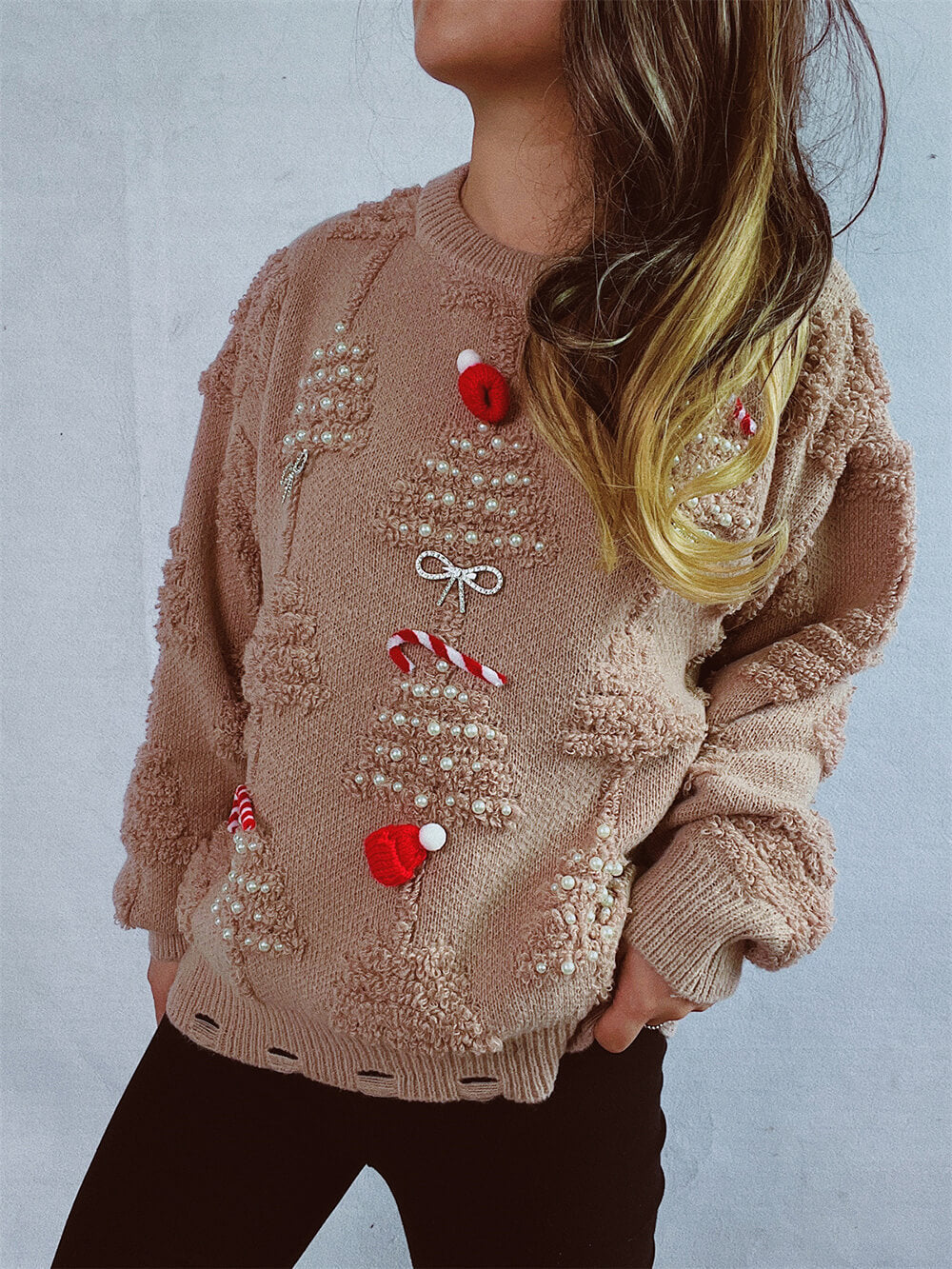Flocked Christmas Tree Sweater