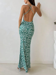 Backless Tie High-Waist Sexy Maxi Dress