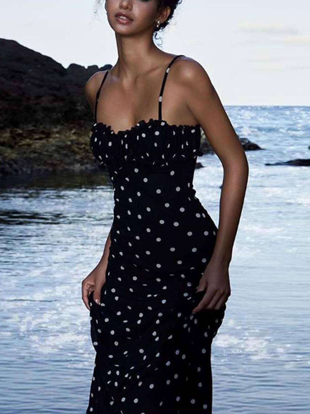 Chic Bodycon Backless Polka Dot Cami Dress
