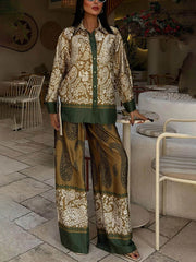 Paisley Print Elastic Waist Pants