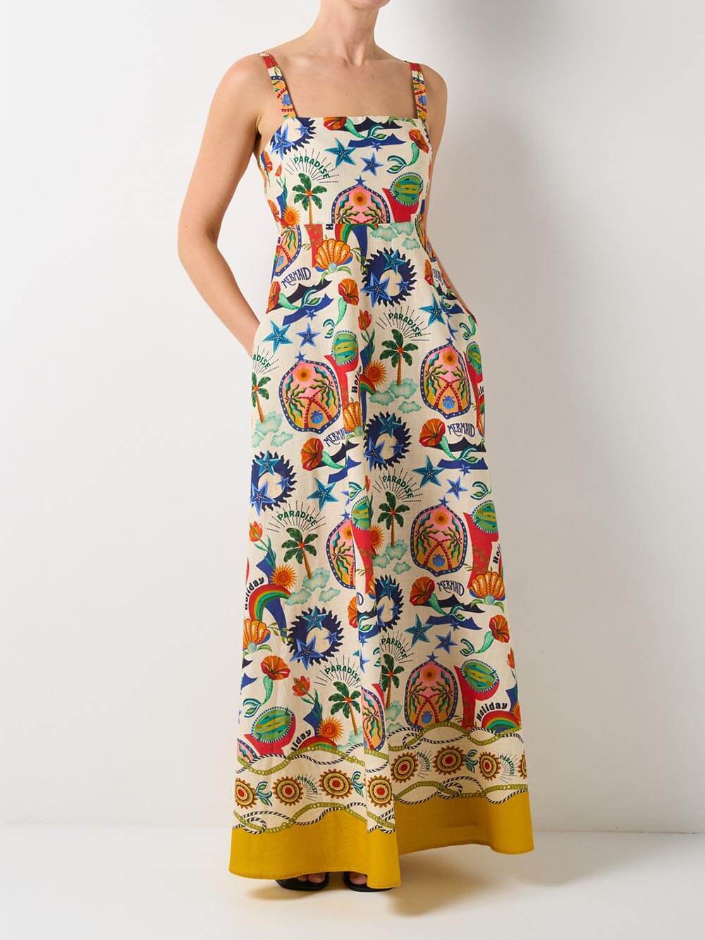 Trendy Graffiti Print Sleeveless Flared Dress
