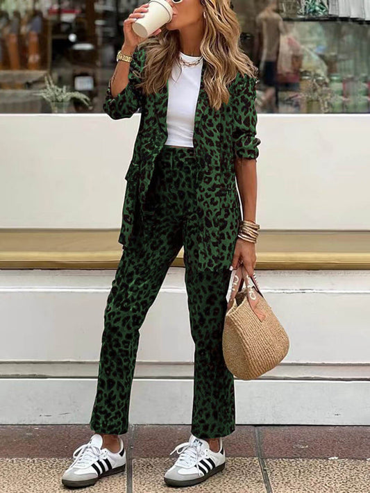 Leopard Print Suit Pants Set