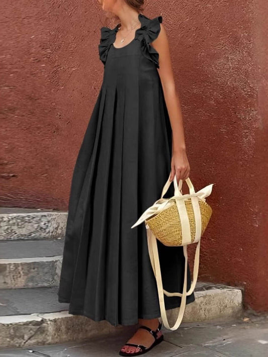 Fashion Casual Ruffle Hem Long Dress