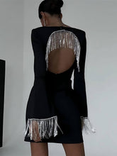 Fringe Fashion Backless Bell Sleeve Mini Dress