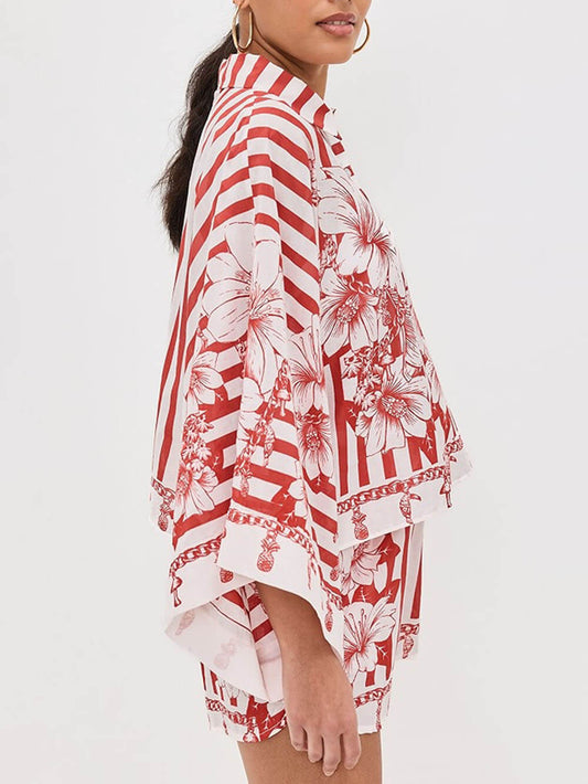 Floral Kimono Top & Shorts Set