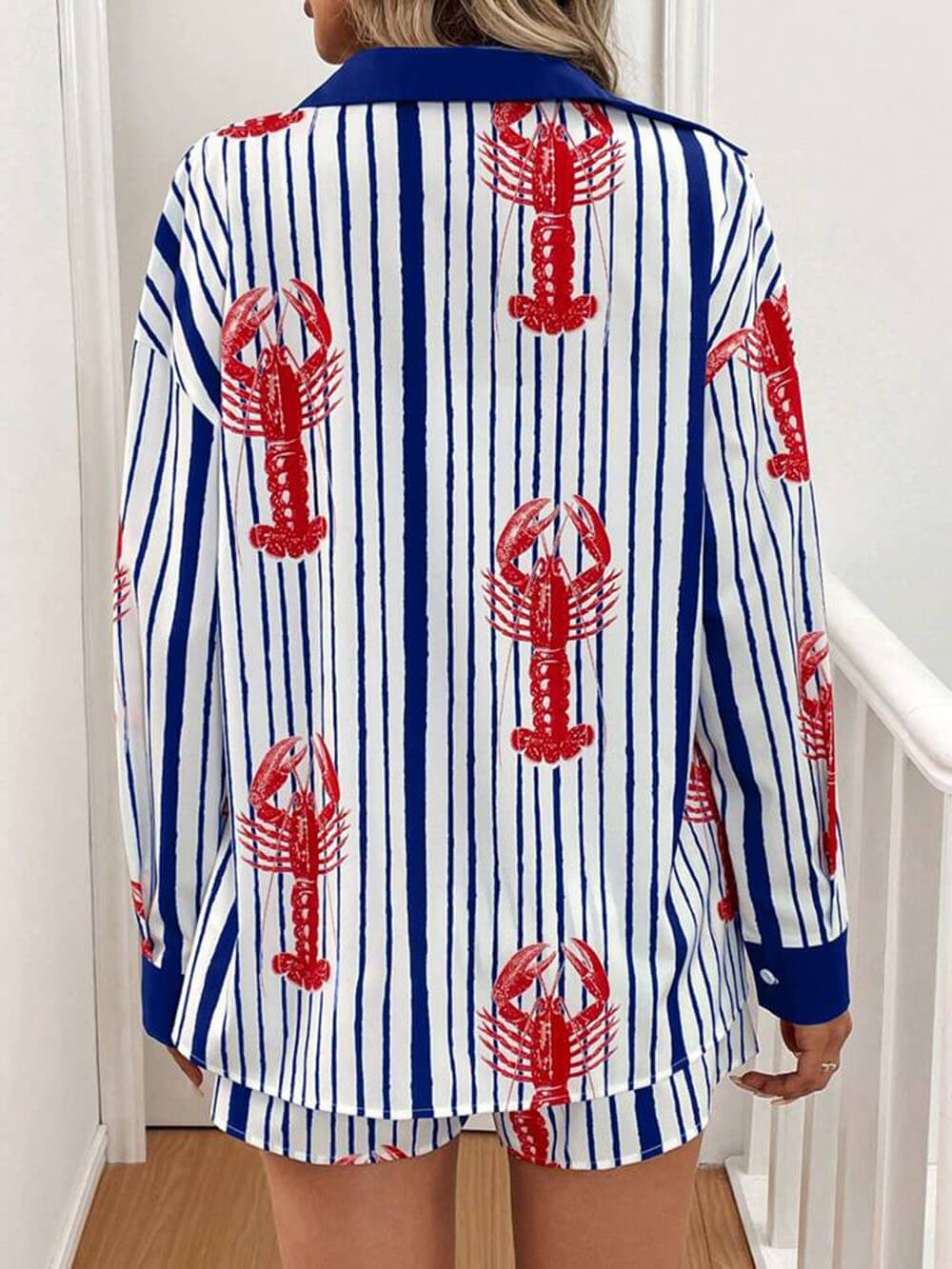 Lobster Print Button Shirt Set