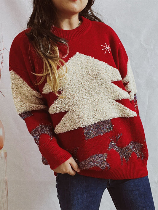 Round Neck Holiday Knit Sweater