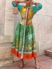 Casual Loose Fit Puff Sleeve Dress