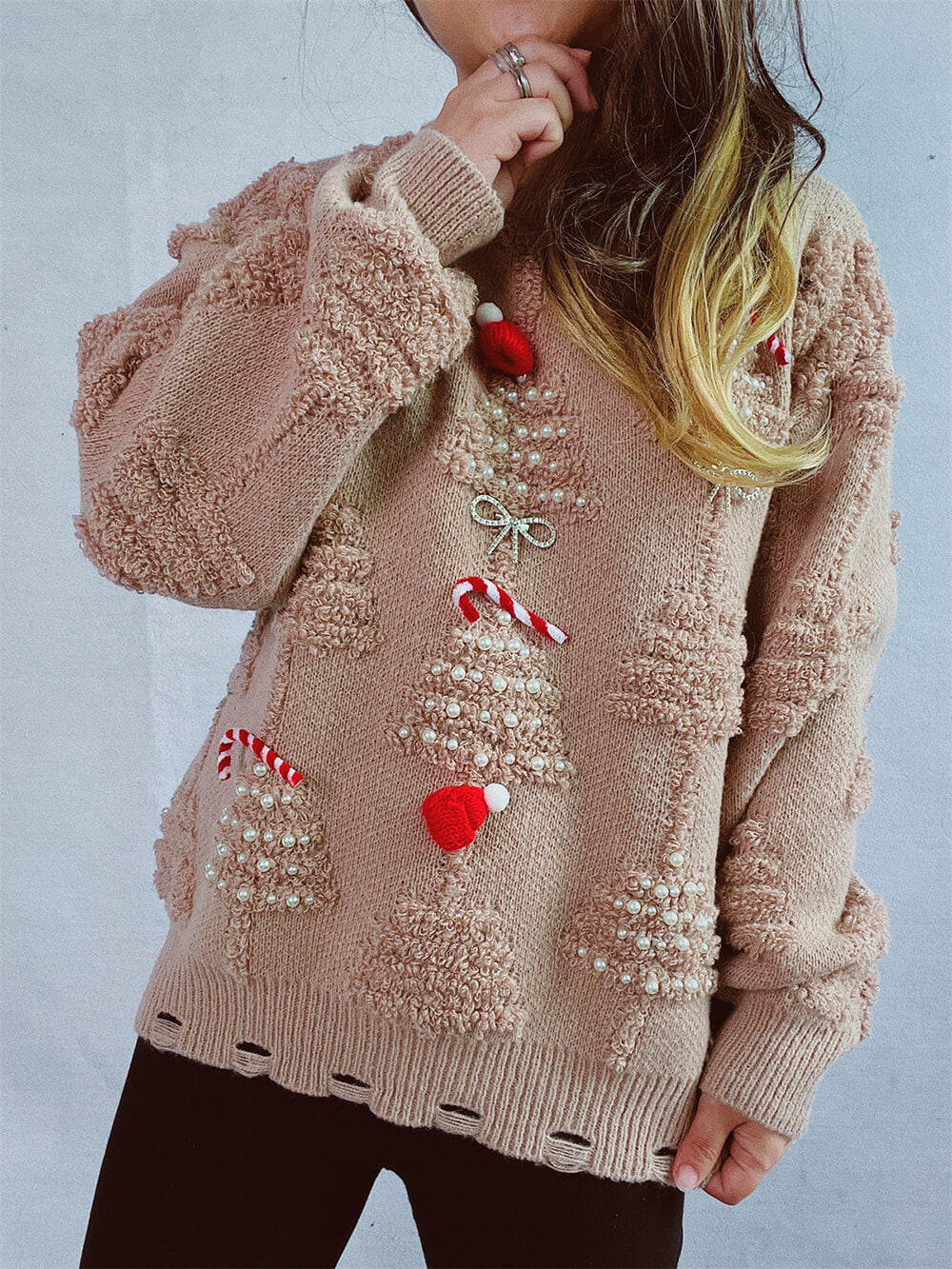 Flocked Christmas Tree Sweater