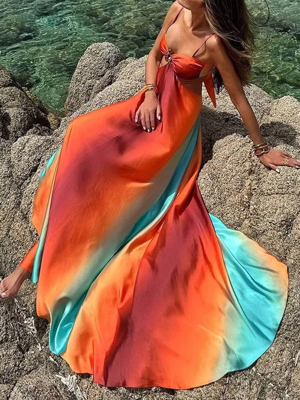 Sexy Cami Gradient Island Style Dress