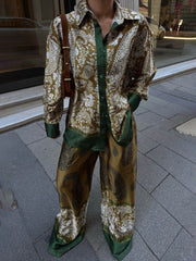 Paisley Print Elastic Waist Pants