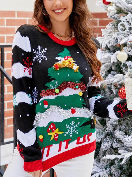 Christmas Tree Graphic Knit Sweater