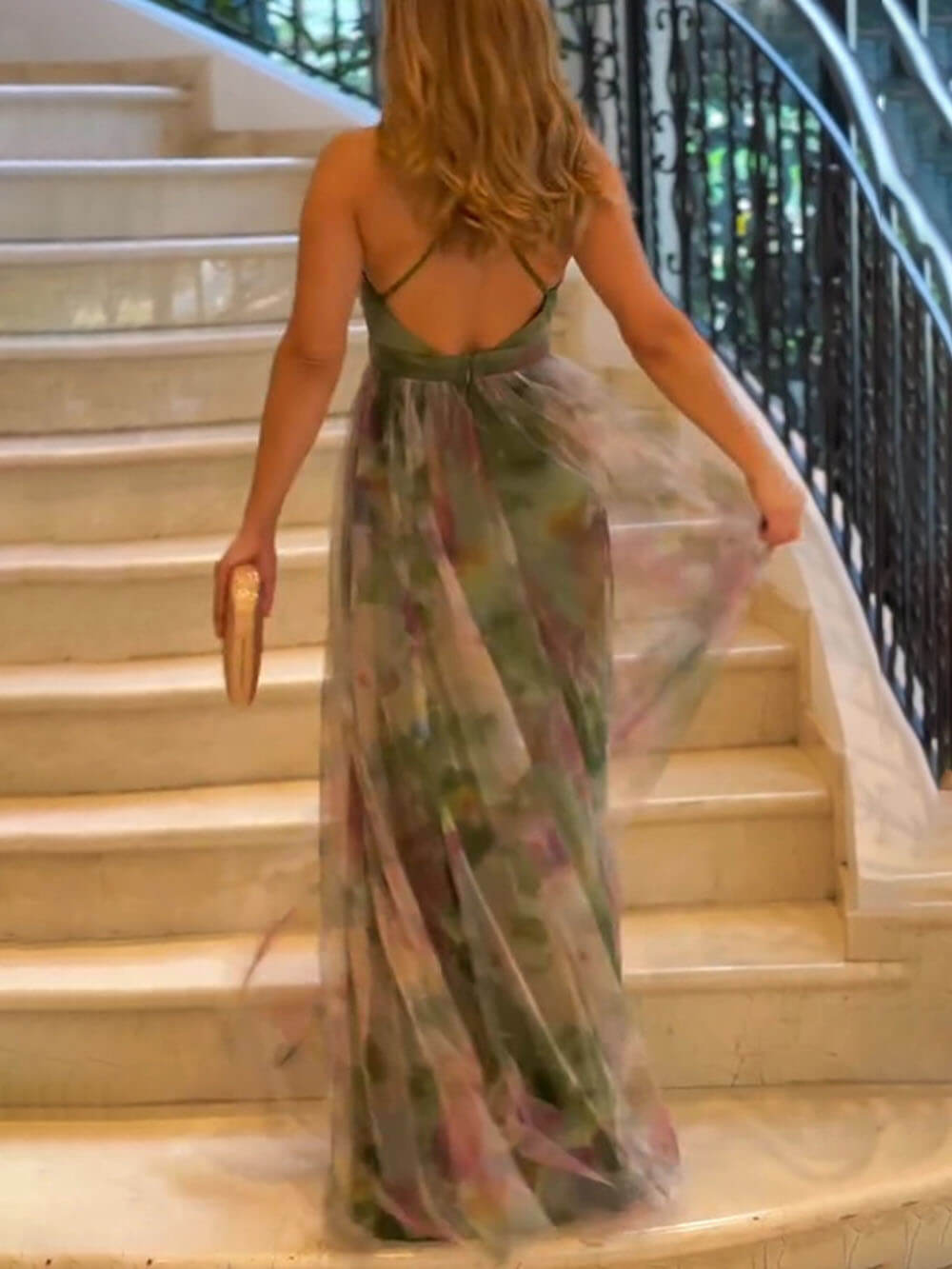 Mesh Floral Cami Resort Casual Flared Dress