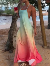 Backless Halter Tie-Dye Loose Fit Fashionable Dress