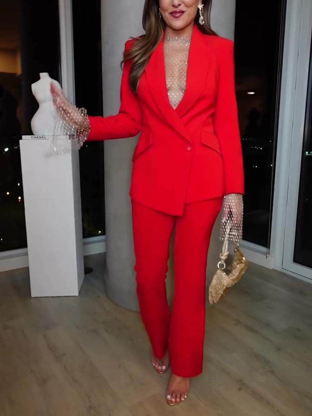 Single Button Blazer and Pants Set