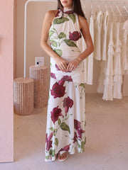 Floral Sleeveless Halter Dress