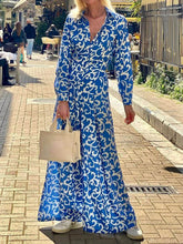 Fashionable Floral Collared Waist-Tied Midi Dress