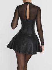 Long Sleeve Colorblock Corset Dress