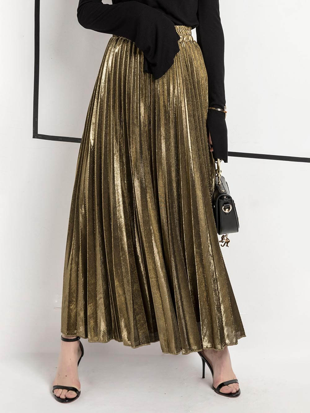 Retro Pleated A-Line Skirt