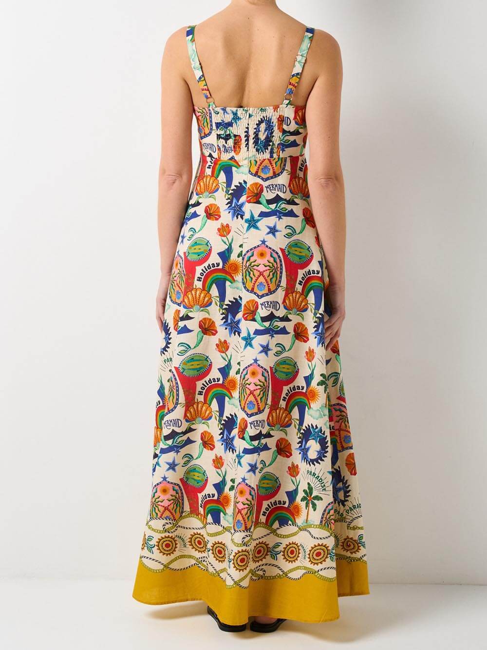 Trendy Graffiti Print Sleeveless Flared Dress