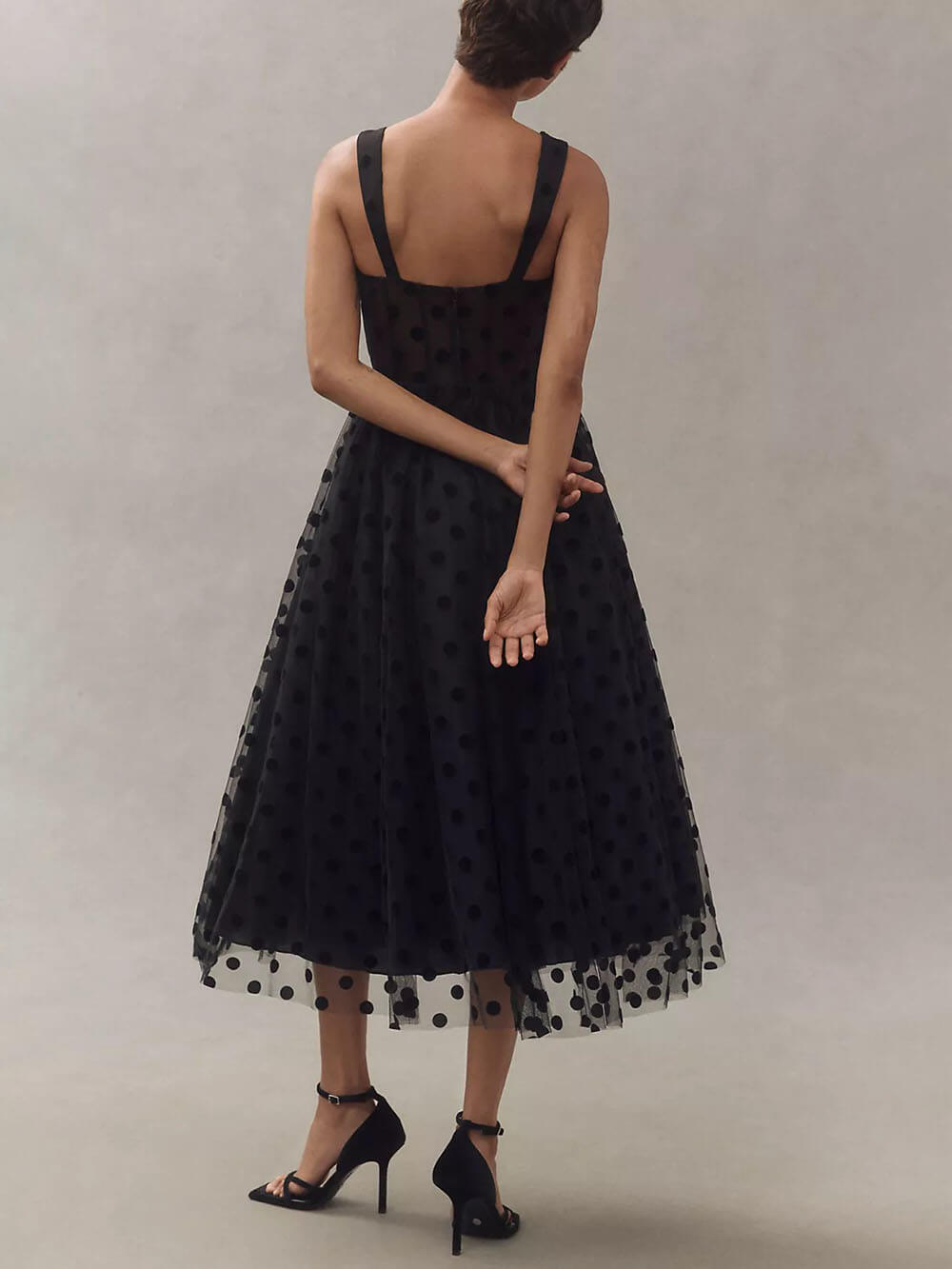 Tulle Polka Dot Sweetheart Bustier A-Line Exquisite Midi Dress