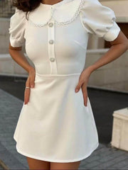 Sweet Lace Trimmed Flowy A-Line Dress