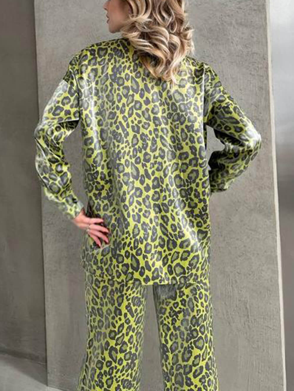 Elastic Waist Leopard Pants Set